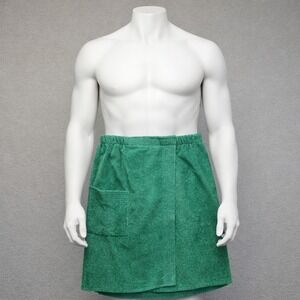 Kaufman Men Towel Wrap Green Cotton Terry Cloth OS Spa Gym Shower Wrap